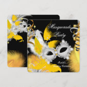 Masquerade Party Birthday Yellow Masker White Blac Kaart (Voorkant / Achterkant)