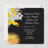 Masquerade Party Birthday Yellow Masker White Blac Kaart (Achterkant)