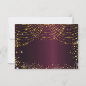 Masquerade party burgundy gold glitter sparkles save the date (Achterkant)