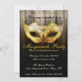 Masquerade Party Celebration Fancy Gold Invitation Kaart (Voorkant)