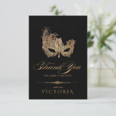 Masquerade Party Chic Gold Flat Bedankt Kaart (Staand voorkant)