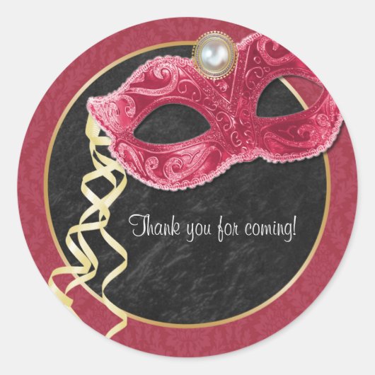 Masquerade Party Dank u Sticker - rood (Voorkant)