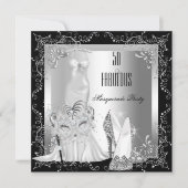 Masquerade Party Fabulous 50 Birthday Silver Kaart (Voorkant)