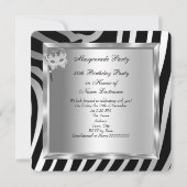 Masquerade Party Fabulous 50 Zebra Silver Black Kaart (Achterkant)