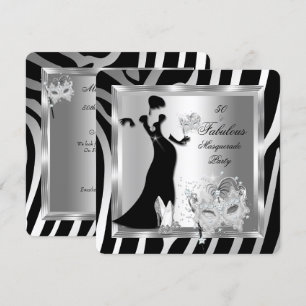 Masquerade Party Fabulous 50 Zebra Silver Black Kaart