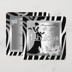 Masquerade Party Fabulous 50 Zebra Silver Black Kaart