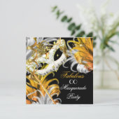 Masquerade Party Fabulous Birthday Gold Silver 2 Kaart (Staand voorkant)