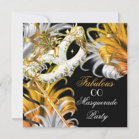 Masquerade Party Fabulous Birthday Gold Silver 2 Kaart (Voorkant)