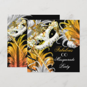 Masquerade Party Fabulous Birthday Gold Silver 2 Kaart