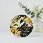 Masquerade Party Fabulous Birthday Gold Silver 2 Kaart (Staand voorkant)