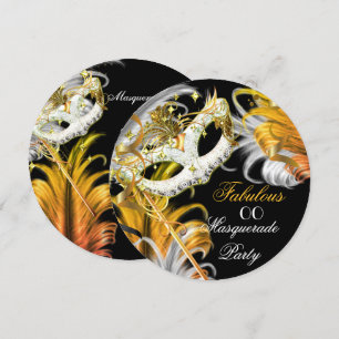 Masquerade Party Fabulous Birthday Gold Silver 2 Kaart