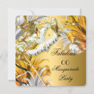 Masquerade Party Fabulous Birthday Gold Silver Kaart