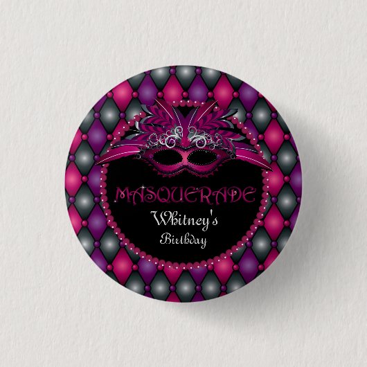 Masquerade Party Favor 1-inch Button rondom de taf (Voorkant)