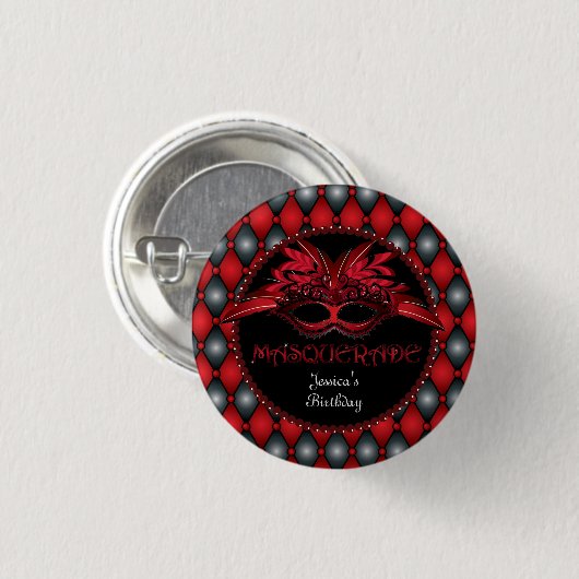 Masquerade Party Favor 1-inch Button rondom de taf (Voorkant /achterkant)