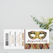 Masquerade Party geeft één kaartje toe | brons Kaart (Staand voorkant)