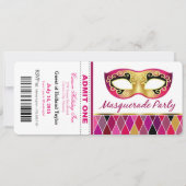 Masquerade Party geeft één kaartje toe | fuschia Kaart (Voorkant)