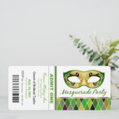 Masquerade Party geeft één kaartje toe | groen Kaart (Staand voorkant)