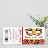 Masquerade Party geeft één kaartje toe | rood Kaart (Staand voorkant)