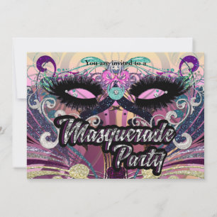 Masquerade Party Glam Wimpers Masker Uitnodiging