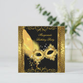 Masquerade Party Gold Black Leopard Mask Kaart (Staand voorkant)