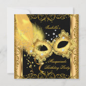 Masquerade Party Gold Black Yellow Masker 2 Kaart (Voorkant)