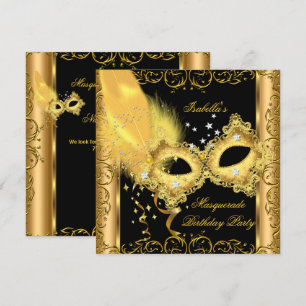 Masquerade Party Gold Black Yellow Masker 2 Kaart