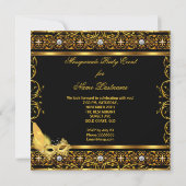 Masquerade Party Gold Black Yellow Masker 4 Kaart (Achterkant)