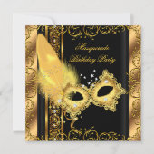 Masquerade Party Gold Black Yellow Masker 6 Kaart (Voorkant)