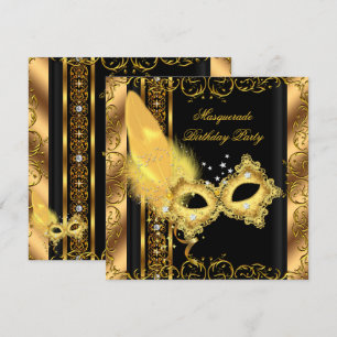 Masquerade Party Gold Black Yellow Masker 6 Kaart