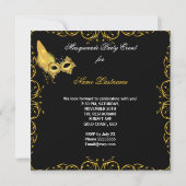 Masquerade Party Gold Black Yellow Masker Kaart (Achterkant)