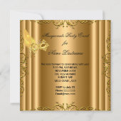 Masquerade Party Gold Bronze Yellow Masker Kaart (Achterkant)