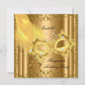 Masquerade Party Gold Bronze Yellow Masker Kaart (Voorkant)