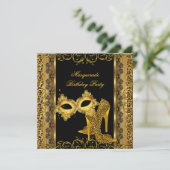 Masquerade Party Gold Leopard Masker High Heels 2 Kaart (Staand voorkant)