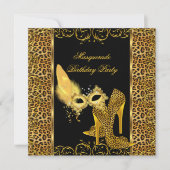 Masquerade Party Gold Leopard Masker High Hiel Sho Kaart (Voorkant)