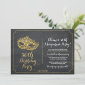 MASQUERADE Party Gold Mask Uitnodigen 30e 40e 50e Kaart (Staand voorkant)