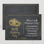 MASQUERADE Party Gold Mask Uitnodigen 30e 40e 50e Kaart (Voorkant / Achterkant)