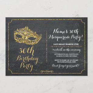 MASQUERADE Party Gold Mask Uitnodigen 30e 40e 50e Kaart