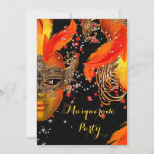 Masquerade Party Gold Yellow Oranje Black maskers Kaart (Voorkant)