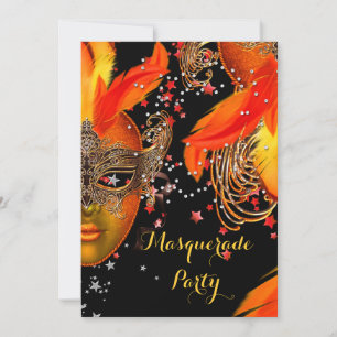 Masquerade Party Gold Yellow Oranje Black maskers Kaart