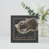 Masquerade Party Invitation - Bronze, goud en zwar Kaart (Staand voorkant)