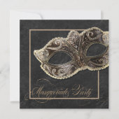 Masquerade Party Invitation - Bronze, goud en zwar Kaart (Voorkant)