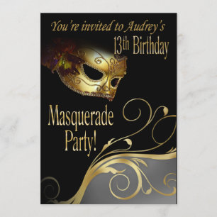 Masquerade Party Invitation for Audrey Kaart