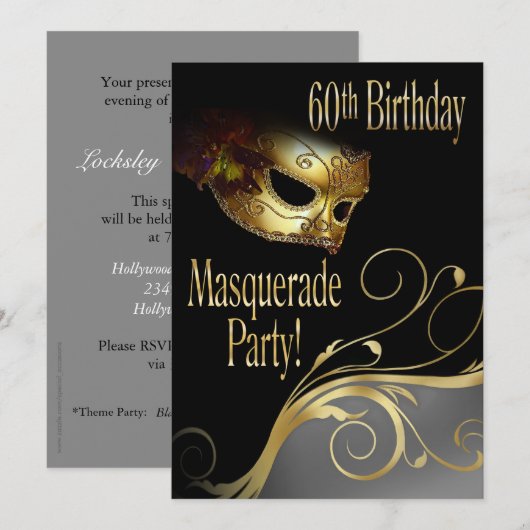 Masquerade Party Invitation for Norma Kaart (Voorkant / Achterkant)