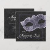 Masquerade Party Invitation - Slate Grey Kaart (Voorkant / Achterkant)