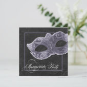 Masquerade Party Invitation - Slate Grey Kaart (Staand voorkant)