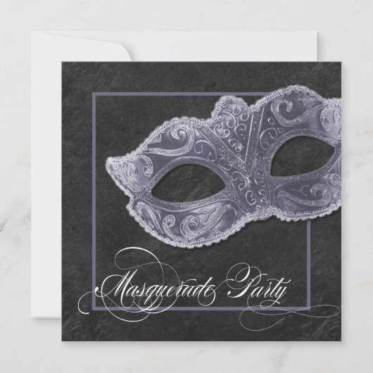 Masquerade Party Invitation - Slate Grey Kaart (Voorkant)