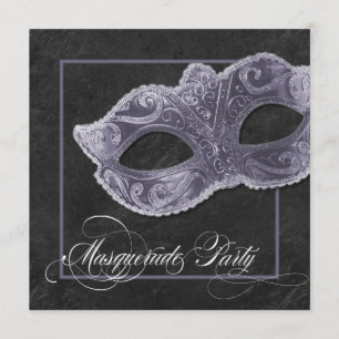Masquerade Party Invitation - Slate Grey Kaart