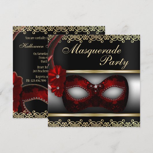 Masquerade Party Kaart (Voorkant / Achterkant)