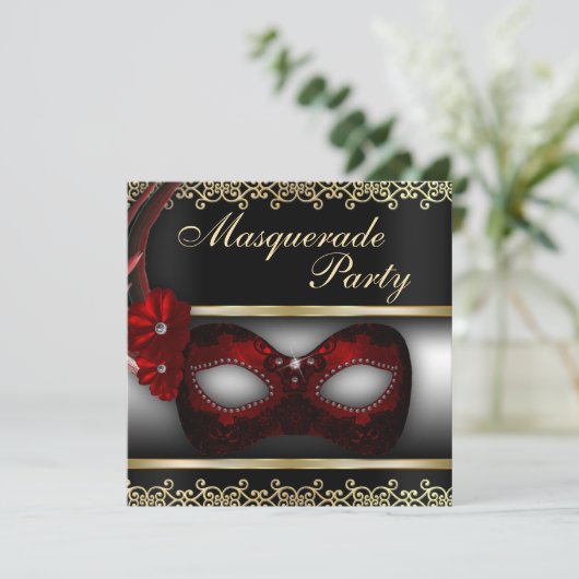 Masquerade Party Kaart (Staand voorkant)