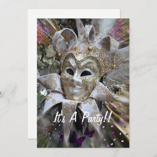 Masquerade Party Kaart (Voorkant / Achterkant)